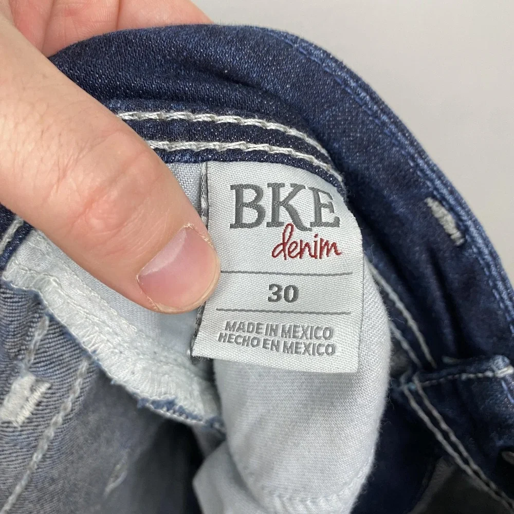 BKE Denim Harper Jeans Womens 30 Blue Dark‎ Wash Crop Contrast Stitch Stretch